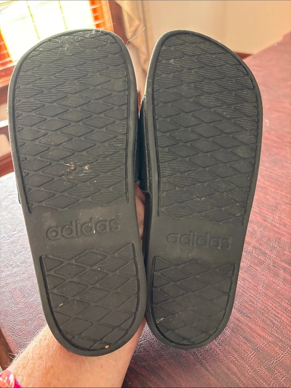 adidas Kids Black Slides with White Logo